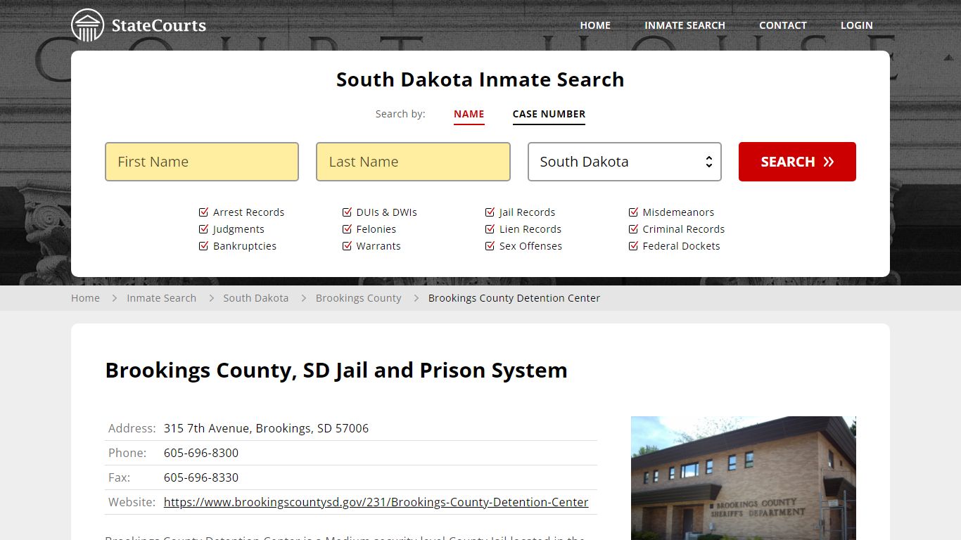 Brookings County, SD Jail and Prison System - State Courts