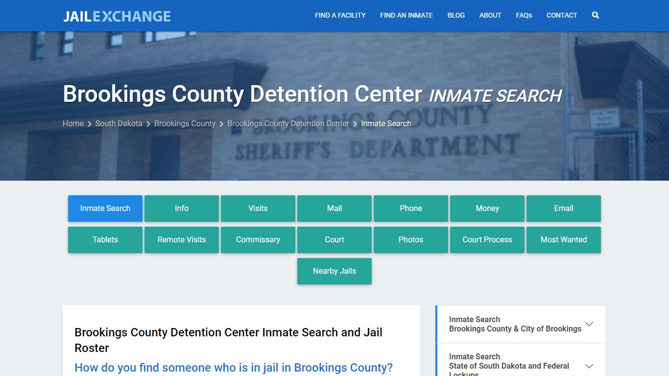 Brookings County Detention Center Inmate Search - Jail Exchange